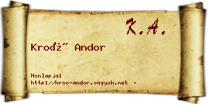 Kroó Andor névjegykártya