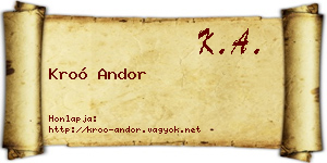 Kroó Andor névjegykártya